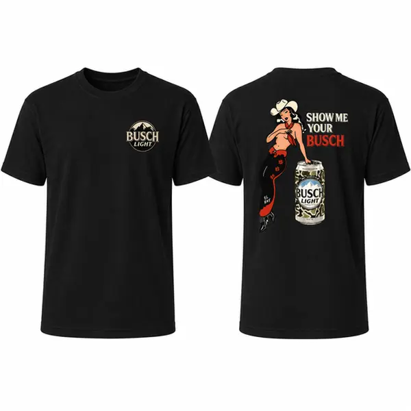 Show Me Your Busch Graphic T-Shirt, Funny Cowgirl Vintage Tee, Vintage Pin-Up Cowgirl Tee, Funny Beer Lover Gift for Men