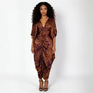 Women’s Tie-Dye Kaftan Dress – One Size Fits Most – Flowy Modest Maxi Dress with Hidden Adjustable Waist Ties
