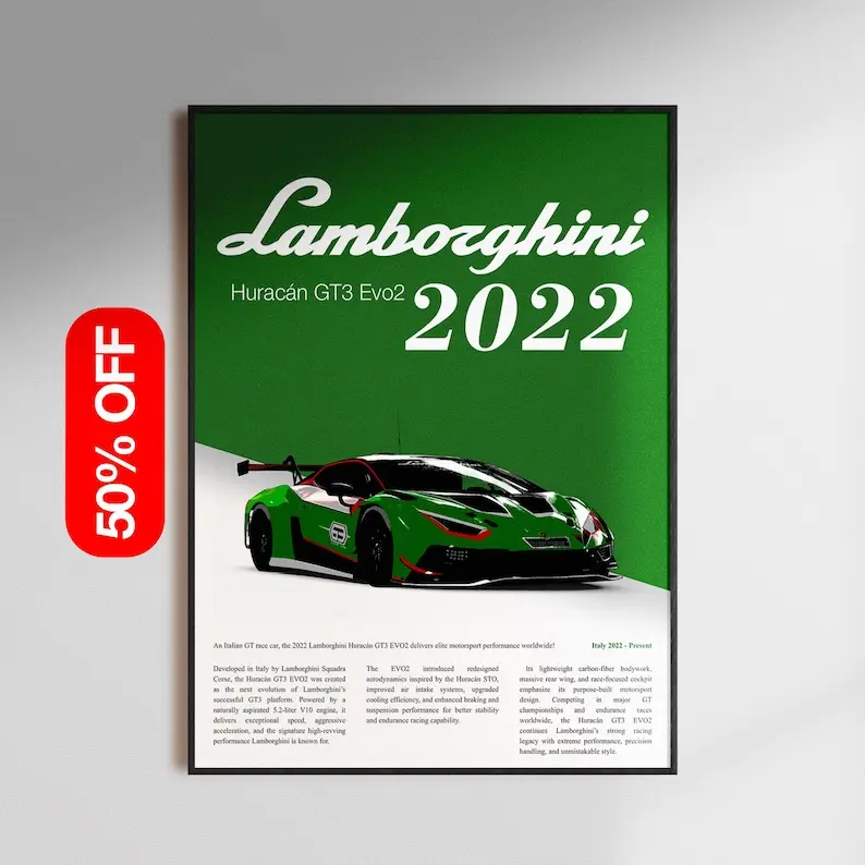 [Unframed Poster] Lamborghini Sports Car Wall Art, Luxury Car Print, Modern Automotive Decor, Minimalist Garage Poster, Sports Car Room Art Gift