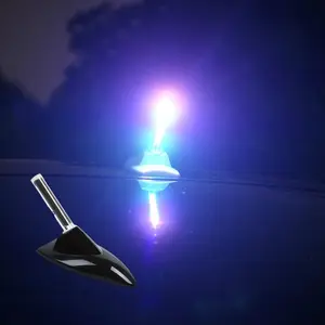 Universal Car Shark Fin Solar LED Warning Light, Anti-Backlash Antenna Light, No Drilling Modification, Dual Function Exterior Protection