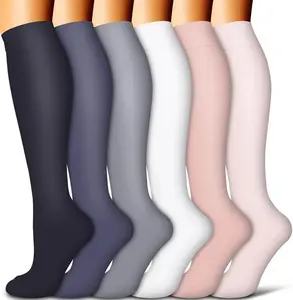 6 Pairs Compression Socks for Women & Men, Graduated Support Socks, Breathable Non-Slip, Reduce Swelling and Improve Blood Circulation, Ideal for Running, Athletic Sports, Nurses and Travel