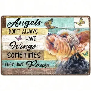 Aluminum Retro Wall Decor Funny Dog Sign with Yorkshire Terrier Design for Home and Office Vintage Decor