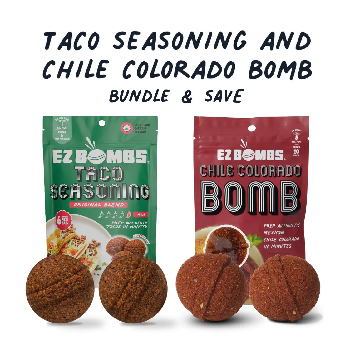 Taco Seasoning And Chile Colorado bundle by EZ Bombs - Seasoning Spice Bomb Flavor for Authentic Mexican Dishes - Traditional