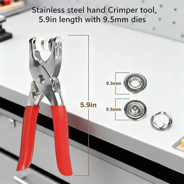 100PCS Metal Snap Buttons with Hand Press Pliers Set, Sewing Accessories Kit for DIY Clothing, Hats & Crafts, Seamless Fastener Tool Set