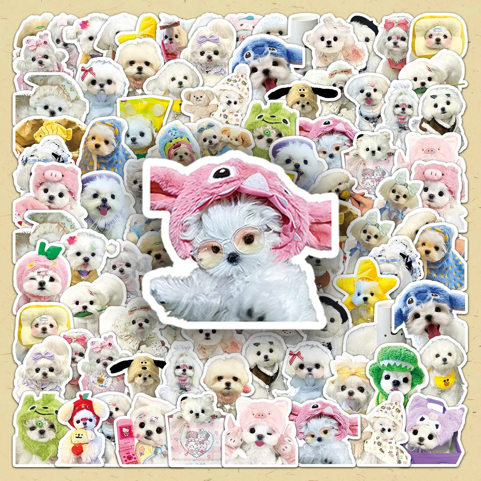 Cartoon Maltese Dog Pattern Sticker, 100pcs/set Cute Dog Sticker, DIY Decorative Decal Sticker for Scrapbooking, Journaling, Gift Wrapping