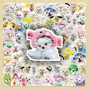 Cartoon Maltese Dog Pattern Sticker, 100pcs/set Cute Dog Sticker, DIY Decorative Decal Sticker for Scrapbooking, Journaling, Gift Wrapping