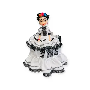 Decorative Frida inspired with Mexican traditional folkloric dress