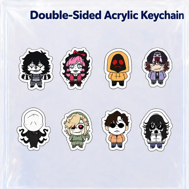 Creepypasta Double-Sided Acrylic Keychain, Hoody, Masky, Jeff The Killer, Slender Man, Gift For Fan