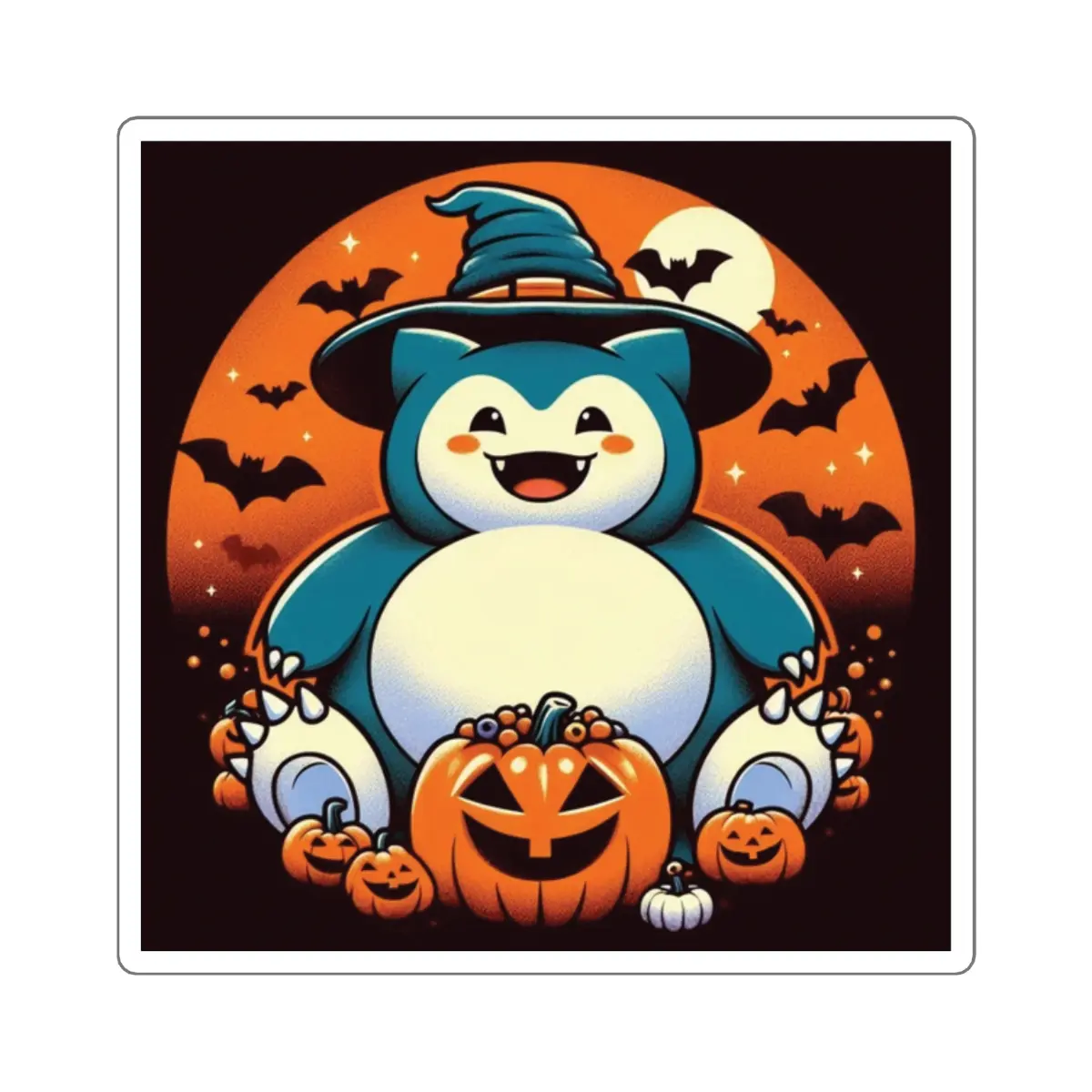 Snorlax Halloween Square Stickers Pokemon Cute Pumpkins, Festive Decoration Party Favor Decals, Trick or Treat Vibe, Fall Harvest Season Gift,