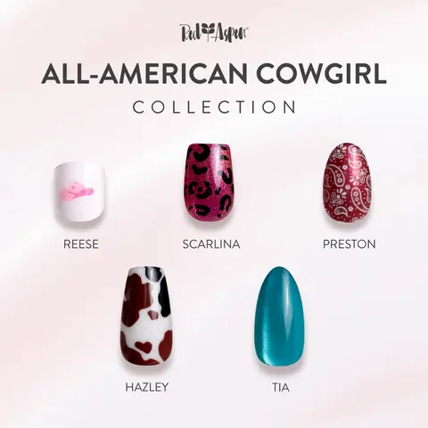 Red Aspen All American Cowgirl Press On Nails Collection Salon-Quality Damage-Free 2-Week Wear Nail Dashes