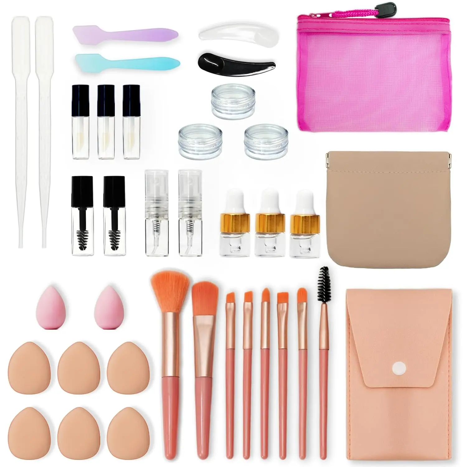 Gifts for Women -  38 Pcs Mini Travel Makeup Containers Set, Small Empty Container & TSA Approved Travel Bottles Kit with Brushes, fLeak-Proof Cosmetic Jars & Bottles for Travel, and Sample