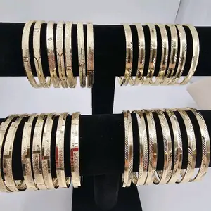 Bangles 7 Pieces Set 4 Styles 14K Gold Plated Fashion Jewelry Collection for Stylish Accessories