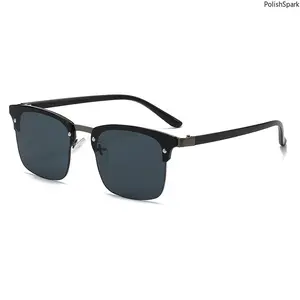 Half Rim Square Metal Frame Sunglasses, UV400 Anti-Glare HD PC Lens, Unisex Sunglasses for Women, Outdoor Driving Fashion Sports Eyewear