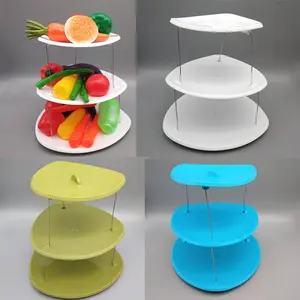 Three-Layer Foldable Fruit Bowl Snack Tray, Multi-Layer Folding Fruit Plate for Candies Vegetables Storage, Durable & Convenient Design