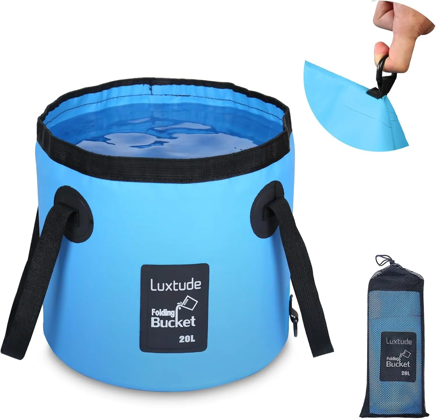 Collapsible Bucket with Handle, Portable 5 Gallon Bucket for Camping, Fishing, Beach, Gardening, RV & Outdoor Emergency, Heavy-Duty & Ultra Lightweight Water Storage Container