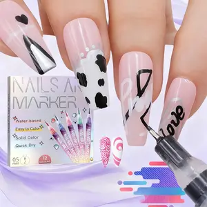 12 Color Nail Art Pens Nail Polish Pens Nail Point Graffiti Dotting Pen Drawing Painting Liner Brush Waterproof Quick-drying for DIY Nails Art Design Manicure Tools