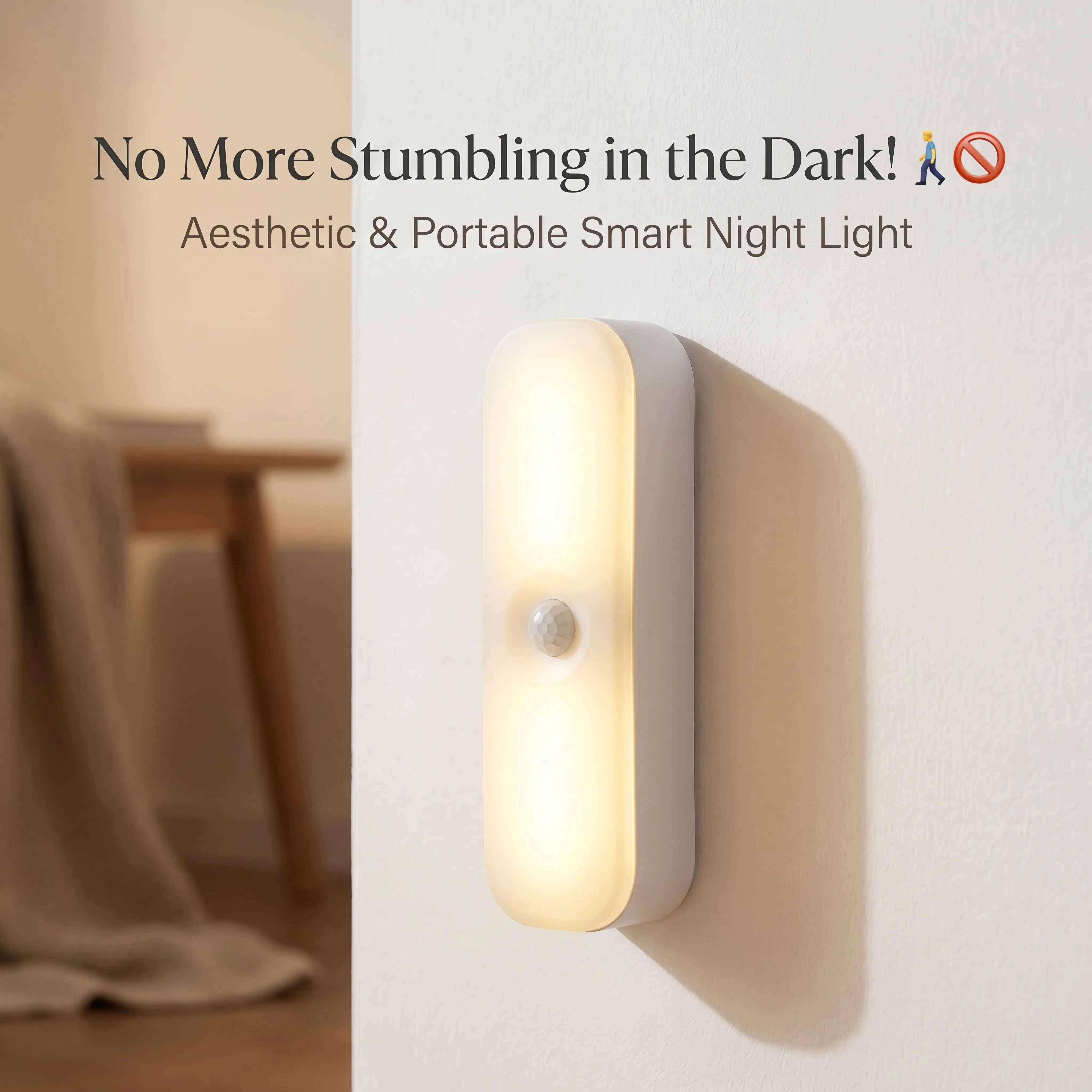 4 Packs PIR Motion Sensor LED Night Light, USB Rechargeable Battery Powered, Waterproof Magnetic Stick On Design, Auto On Off Dusk to Dawn, Cordless Portable Wall Light for Shower Bathroom Home Indoor Use