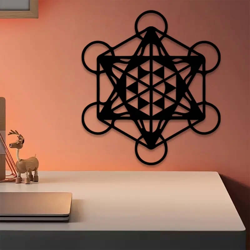 1pc Metatron Cube Metal Wall Art, Metatron Cube Statue Mural, Perfect for Office Wall, Living Room Wall, Modern Wall, Christmas Decor, Ideal Gift for Spiritualists, Anti-Corrosion Metal