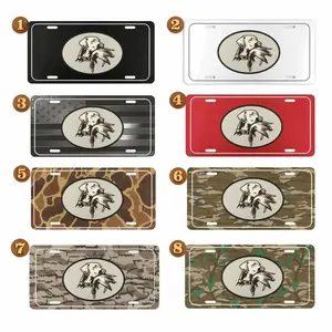 Old School Camo with Duck Dog Vanity License Plate- Aluminum- 6X12-Inch Polished Metal Standard Plate, Easy to Install, Men'S/ Women'S Car Plate, Car Trim Accessories, License Plate Decor, for Decor Only, Made in USA, Gifts for Him, Hunting Gifts