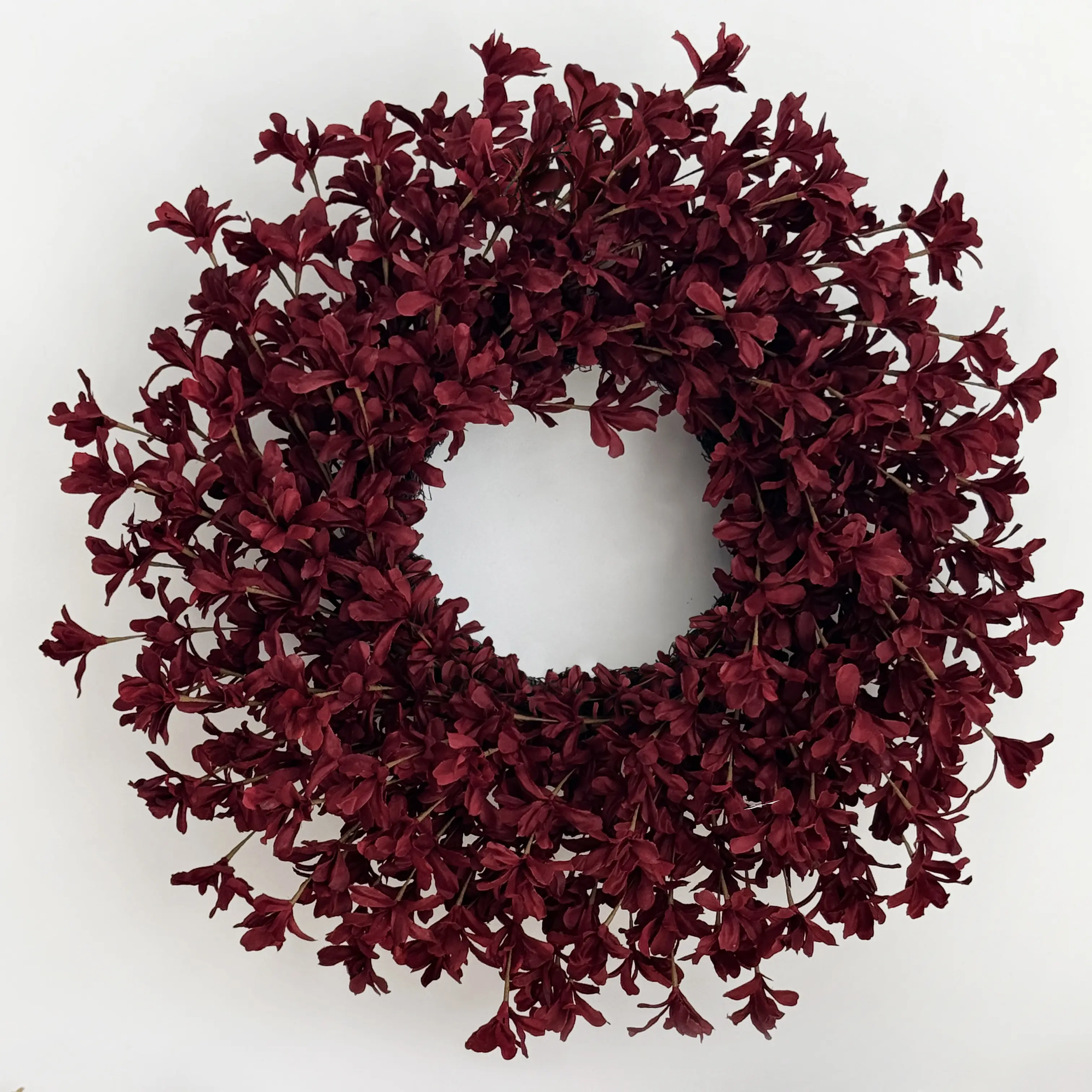 24 inch Burgundy Red Forsythia Fall Summer Wreaths for Front Door Farmhouse Wreath on Grapevine Decoration Ornaments birthday decorations wedding stuff