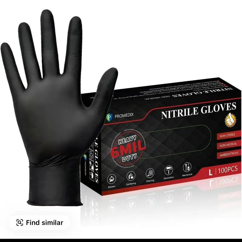 PROMEDIX Nitrile Gloves Heavy Duty 6mil Non-Sterile Non-Medical Latex Free Large 100pcs for Gardening Cleaning