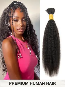 Kinky Straight Human Hair Bulk For Braiding No Weft Nature Black Braiding Hair Extensions Human Hair Braiding, Micro Braiding Human Hair For Boho Braids Crochet Human Hair, Knotless Braids Hair Extensions, Knotless Box Braid, Natural Looking Hair