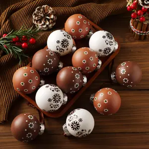 Christmas Clearance Sale Mexican Christmas Tree Ball Ornaments Barro Talavera Terracotta Style 2.36/3.15 Inch Shatterproof Resists Fading Rustic Floral Decorations for Xmas Tree Wreaths Home Party Navidad Supplies