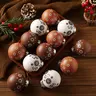 Christmas Tree Ball Ornaments 2.36 & 3.15 Inch Rustic Floral Baubles, Talavera Inspired Terracotta Style Mxican Christmas Decor for Xmas Trees, Wreaths, Home Parties and Navidad Supplies