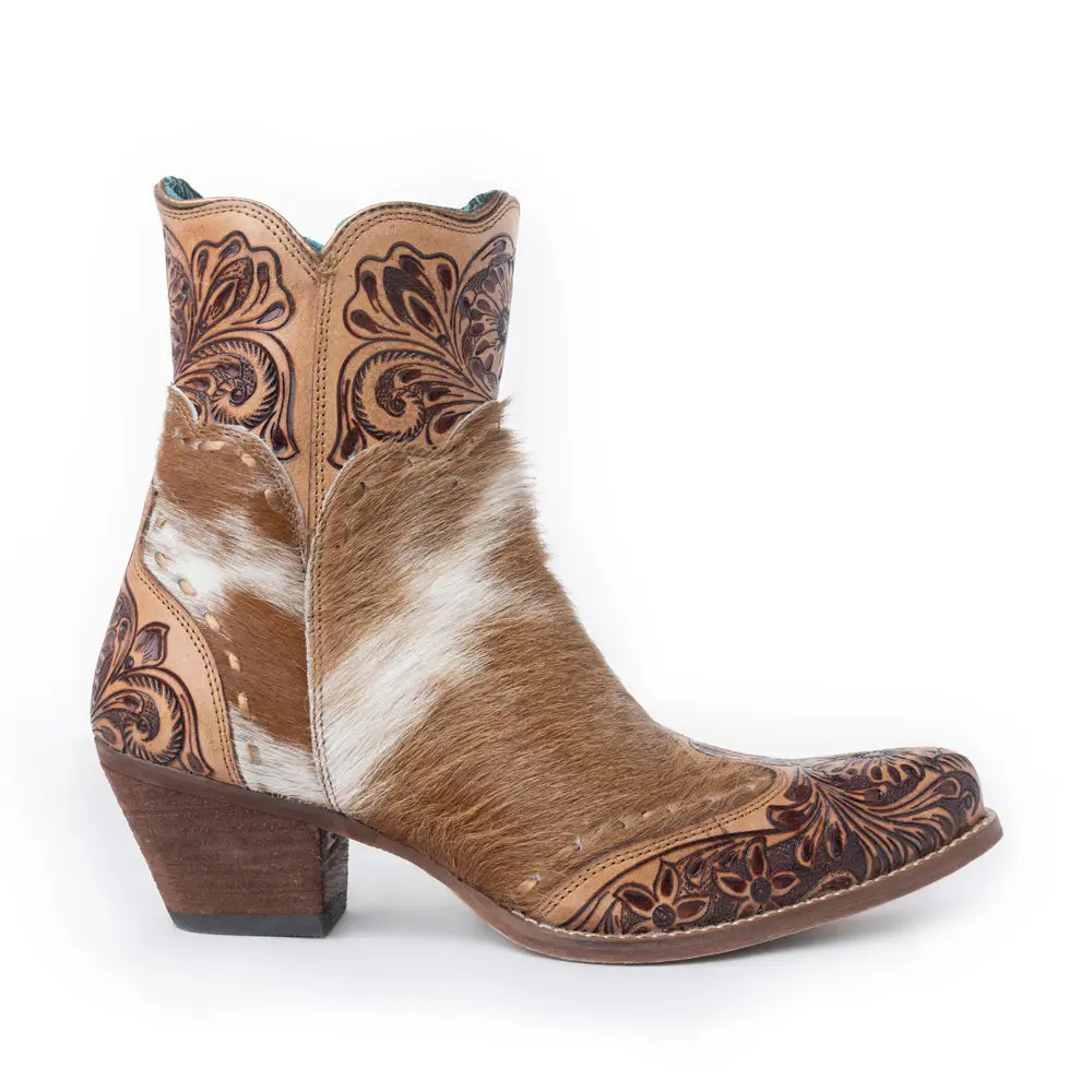 Myra Winchester Boots for Women with hairon hide and handtooled leather for western wear