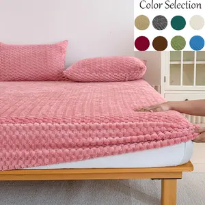 Premium Turtle Velvet Bed Sheet Set, Fitted Sheet, Soft Warm Fuzzy Effect, King and Queen Size, Luxury Bottom Sheet with 30cm Pocket, Fall Winter