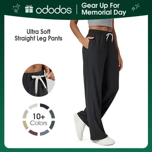 ODODOS Women's Straight Leg Pants Ultra Soft odSTRATUM Tech Relaxed Casual Pajama Lounge Pants with Pockets-29/31 Inseam