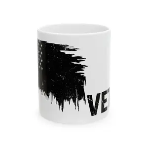 Distressed American Flag Veteran Mug | Ceramic Coffee Cup