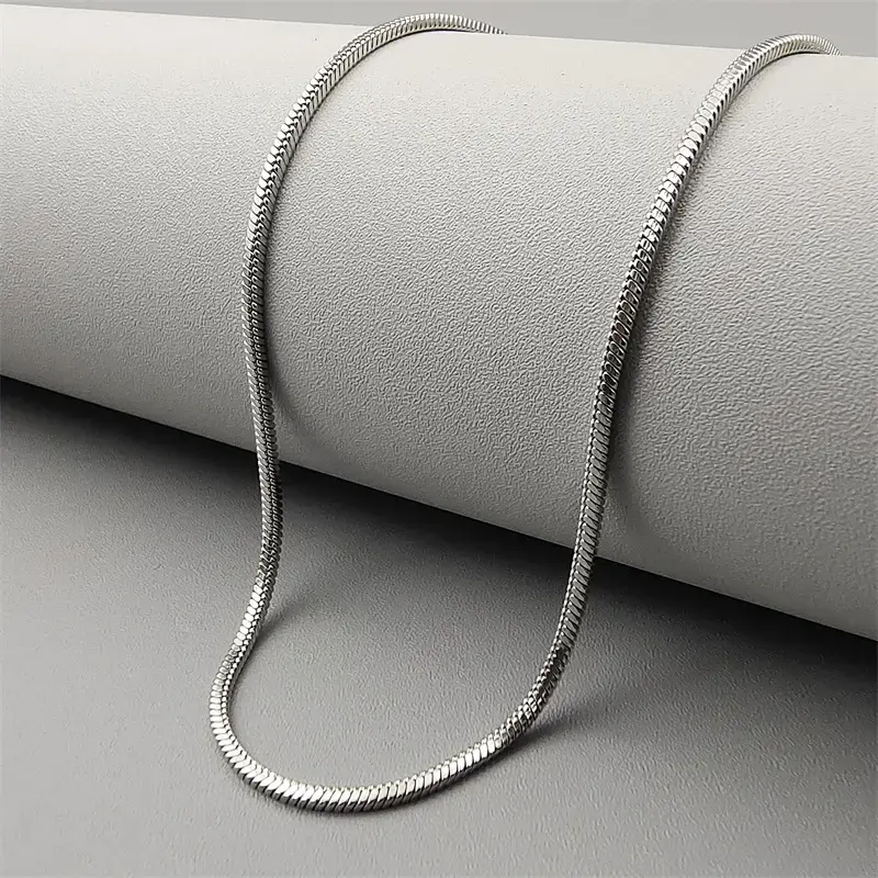 Trendy 1.5mm Chain Necklace for Men SummerVibes Silver Layered Snake Link Rope Necklaces Set Simple Jewelry Gift 19.69Inches Present Jewelry | Silver-Plated Snake Chain Necklace, Sleek Flat-Link Design, Long Unisex Non-Tarnish Jewelry, Waterproof Layering