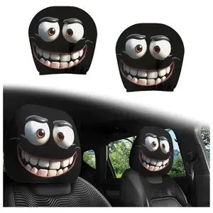 2PCS Cartoon Eyes Car Headrest Covers – Funny Seat Head Rest Decor
