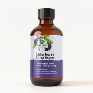 Amazing Botanicals Organic 100X Strength Pure Elderberry Extract Tincture - Lab Tested, Natural Edible Healthcare Immunity Boost & Wellness Supplement (8 Fl Oz)