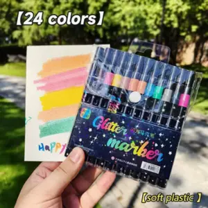 24/36/48 Colors Neon Glow Markers Set, Water-Based Ink, Medium Tip, Non-Toxic, Ideal for Art, DIY, Coloring Books, Holiday Cards
