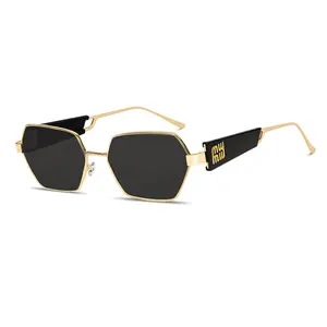 Retro Hexagon Sunglasses for Women Men, 2026 Trendy Fashion Rectangle Shades Metal Gold Designer Sun Glasses