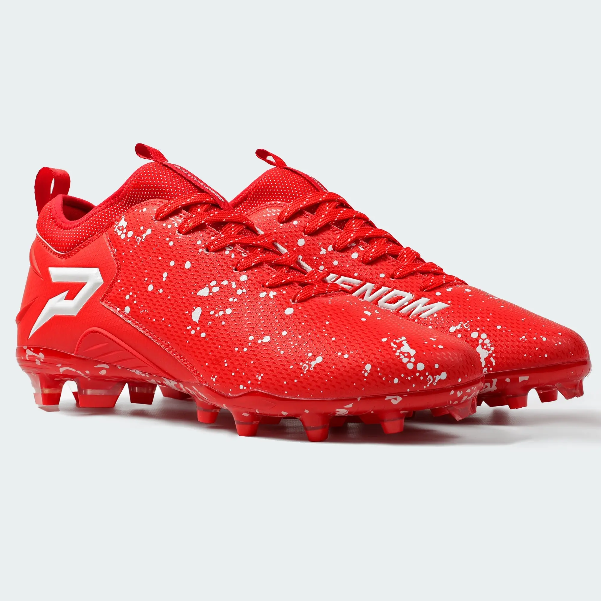 Men’s & Youth Low-Cut American Football Cleats, Lightweight Microfiber with Officially Licensed Kool-Aid Graphics, Molded TPU Plate for Practice & Game Day, Cherry Splatter, for 1–14 Skill-Position Athletes, 1–14 (Men's, Boys, Kids)