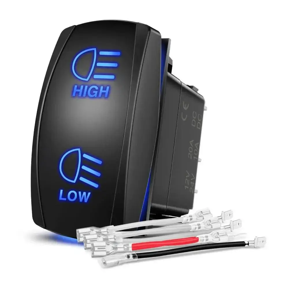 Nilight DPDT Rocker Switch Kit - 1.9in x 1.04in ON-OFF-ON 7-Pin 12V/24V 10A/24VDC Overload Safe Unit, Easy to Install, LED Lights Compatible, with Jumper Wires, 2-Year Warranty for Trucks, Trailers, Campers, Jeeps (Switch Panel Push Button Accessory)