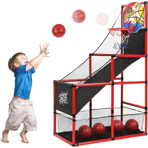 AOKESI Arcade Basketball Game Set Indoor for Kids Basketball Hoop Outdoor Sports Play Toy for Toddler Boys Girls 3-5 6-7 8-12 Years Old Adjustable Height with 4 Balls