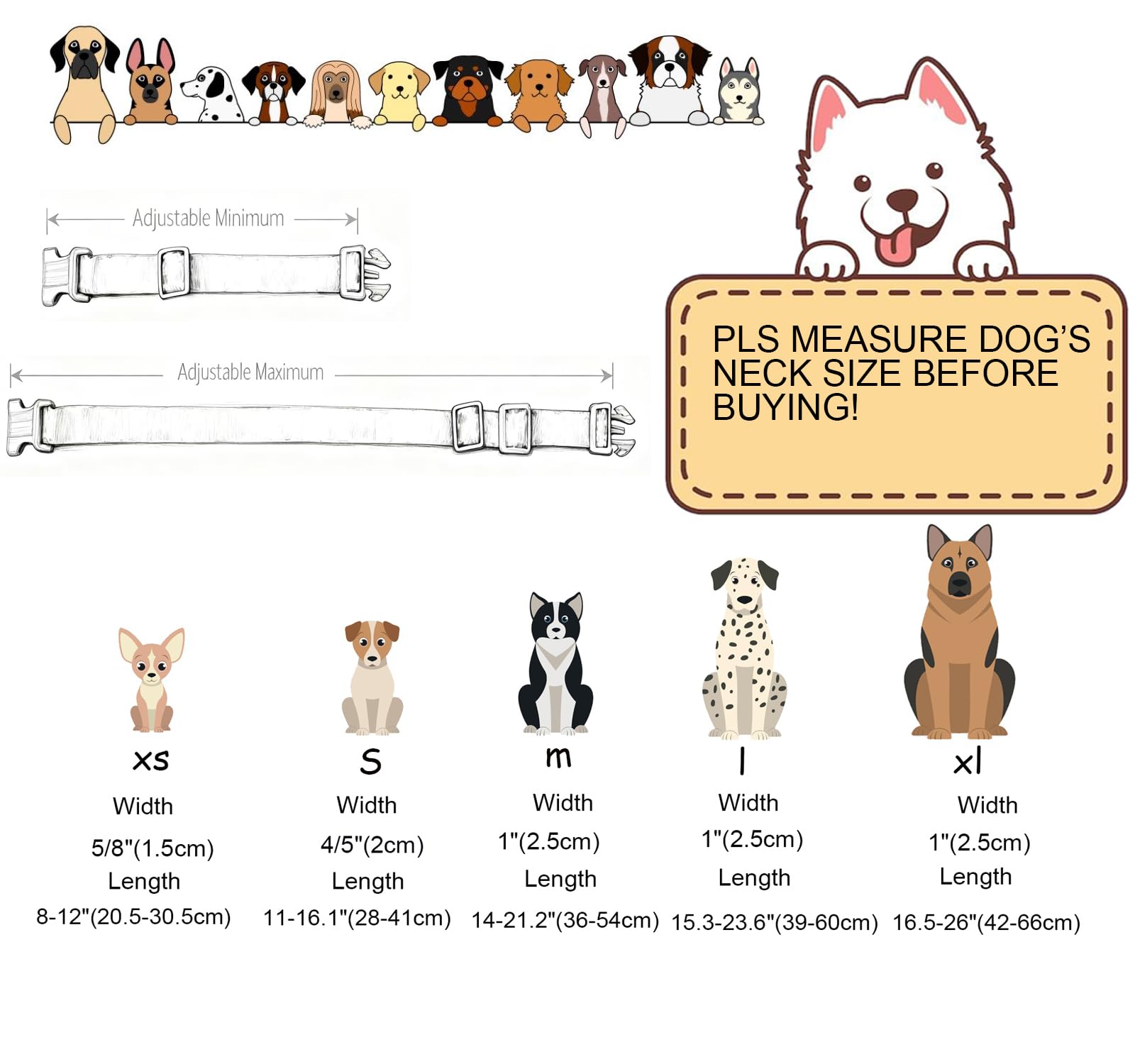 DOGWONG Cute Bowtie Printed Dog Collar for Small Medium Large Dogs - Pink Collar for Girl Female Dogs