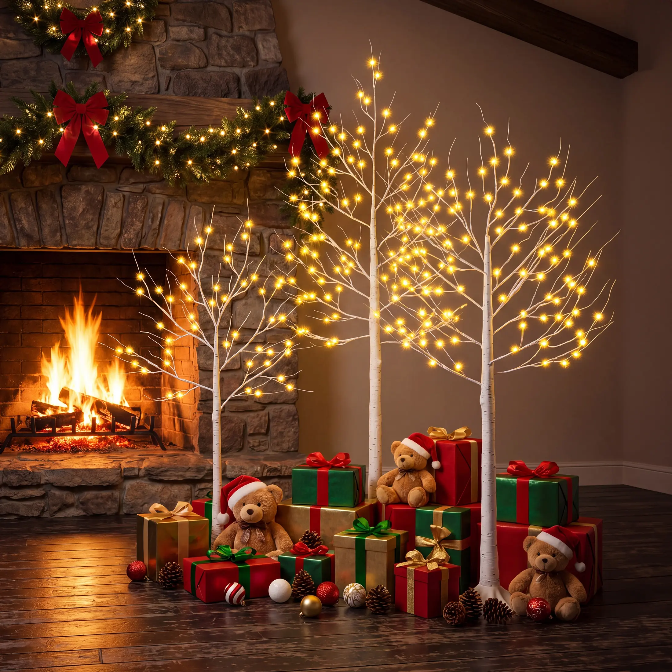 VeriNatural 3-Pack LED Birch Trees 4FT+5FT+6FT Or 4FT+6FT+8FT Pre-Lit Christmas Decor Set perfect housewarming VeriNatural 3-Pack LED Birch Trees 4FT+5FT+6FT Or 4FT+6FT+8FT Pre-Lit Christmas Decor Set perfect housewarming