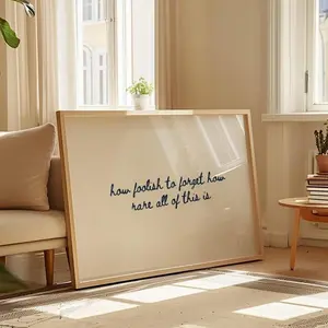 How Foolish to Forget horizontal Minimalist Inspirational Quote Wall Art Poster - No Frame