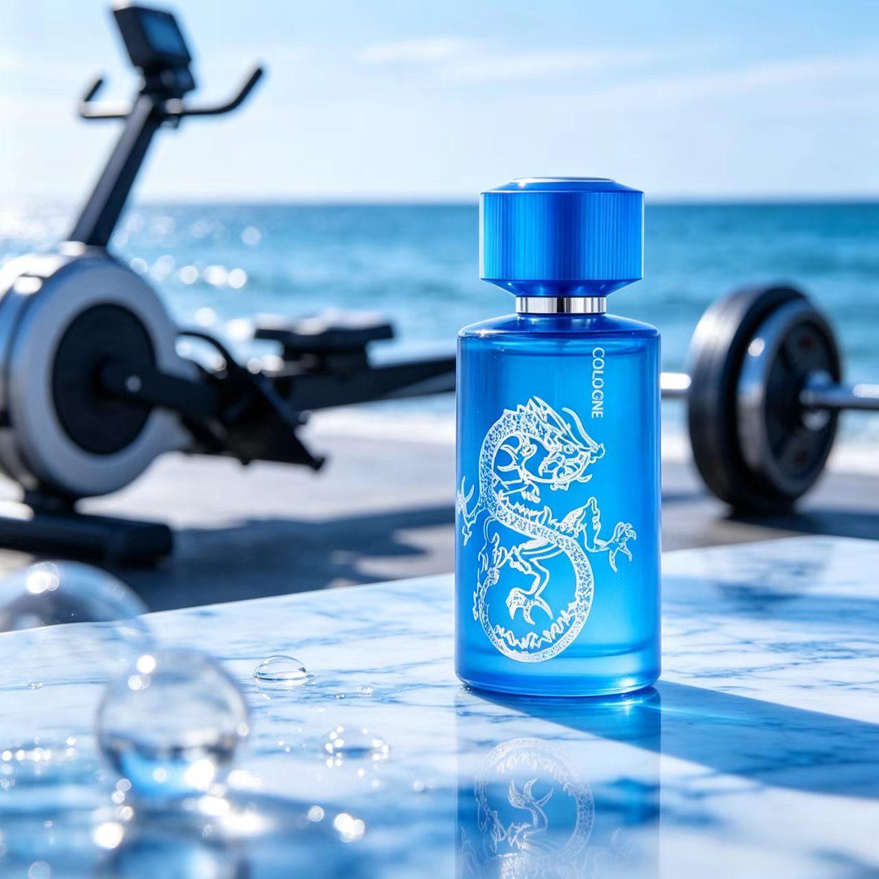 Men's Dragon Essence Extracted Perfume - Blue Transparent Bottle, Suitable for Business and Sports Occasions, Business/Sports