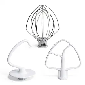 Mixer Accessories K45WW Wire Whip K45DH Dough Hook K45B Coated Flat Blade Paddle With Scraper Replacement For KitchenAid Tilt Head Stand Mixer Stainless Steel Attachments