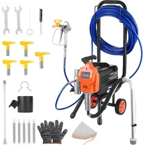VEVOR Stand Airless Paint Sprayer, 900W, 3300PSI High Pressure Airless Sprayer, Cleaning Brush, Hose, Extension Rod, Nozzles, Electric Spray Paint Machine for Interior or Exterior of House, FenceHoliday gifts
