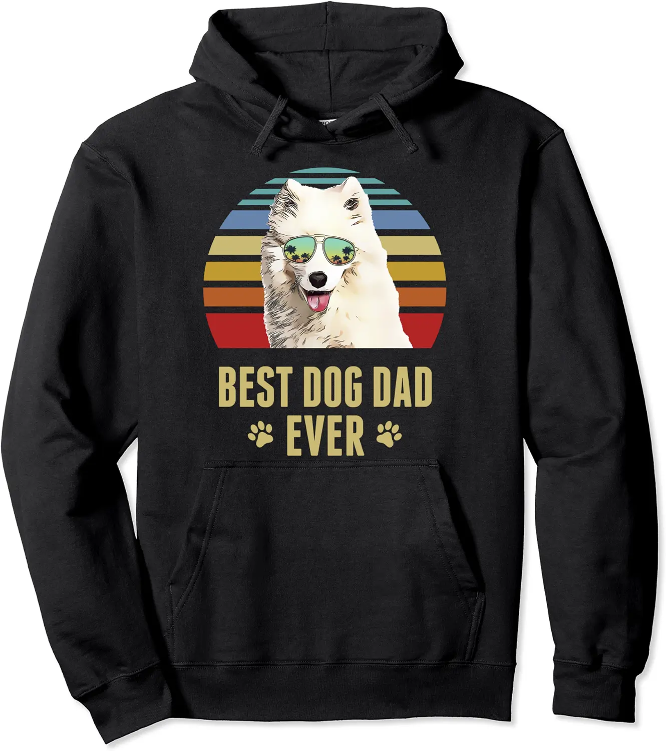 Samoyed Best Dog Dad Ever Retro Sunset Pullover Hoodie - Autumnsc Shop 82B09RHX7768