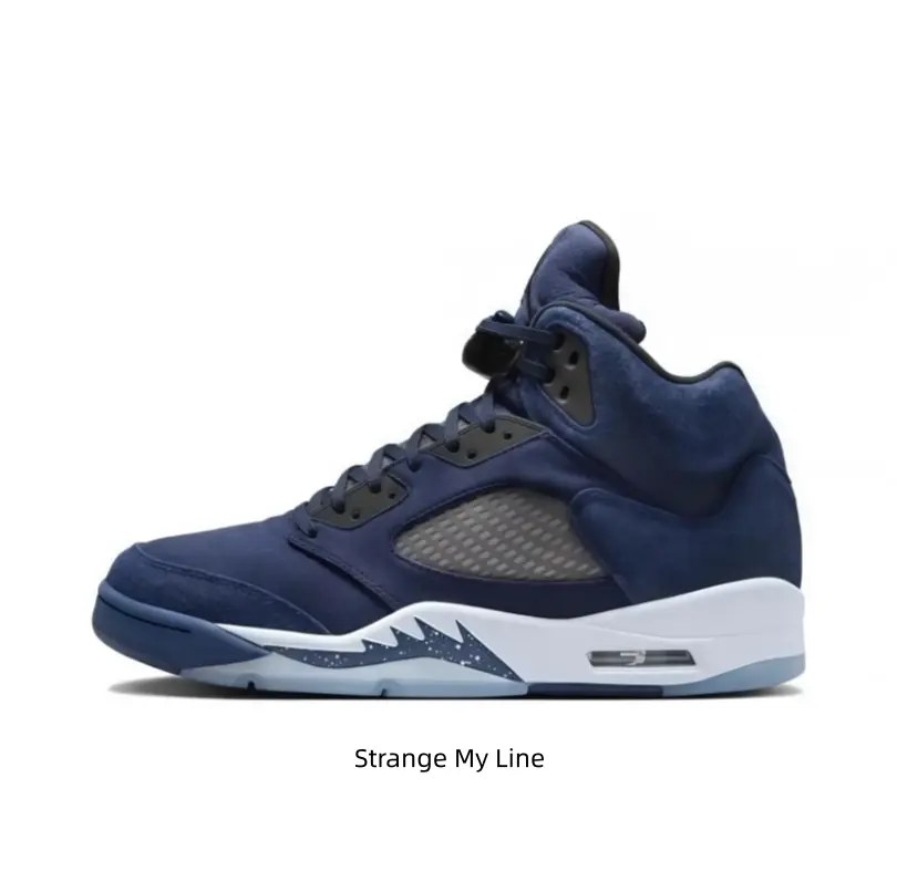 Premium Matte Navy Suede Leather Upper Contrast Off White Layered Midsole Hidden Air Window Shock Absorbing Sport Footwear