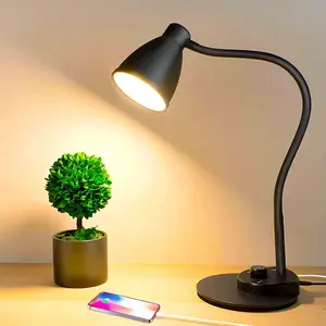 LED Desk Lamp with USB  Port 3 Color Modes Dimmable Reading Light Intelligent Induction Auto Dimming Task Lamp  Flexible Table Lamp for Bedside Office, AC Adapter Include