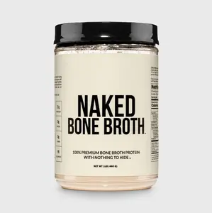 Naked Bone Broth - From Premium European Beef Bones - 21g of Protein per serving - Only 2 Ingredients - 0g Sugar, 0g Carbs, 90 Calories - Protein Powder 1LB - For Gut Health & Collagen Production - Mixed Easily